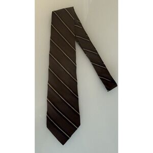 FACONNABLE 100% Silk Tie Hand Made ITALY Designer Brown Striped NWT
